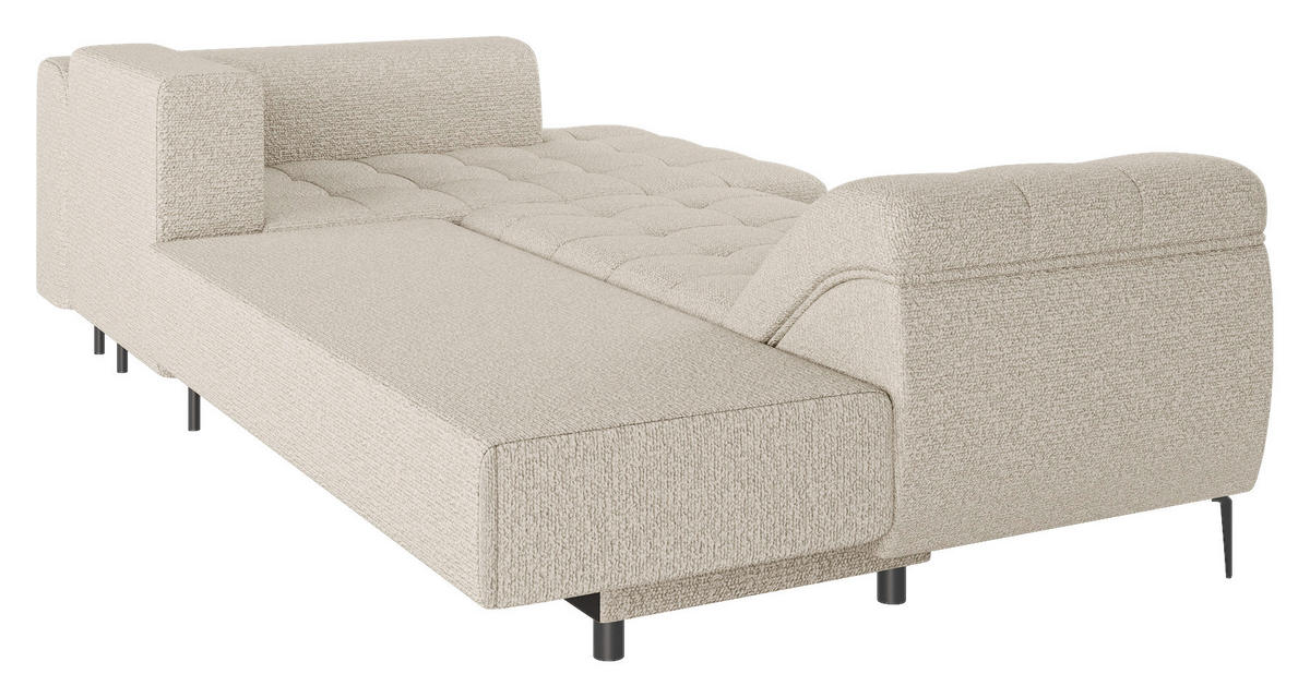 ECKSOFA Beige Struktur, Bouclé  - Beige/Schwarz, Design, Textil (177/276cm) - MID.YOU