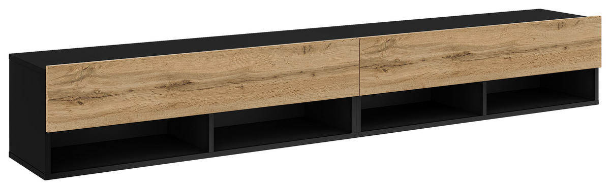 LOWBOARD DERBY  in 200/31,5/32,5 cm  - Eiche Wotan/Schwarz, Design, Holzwerkstoff (200/31,5/32,5cm) - Livetastic