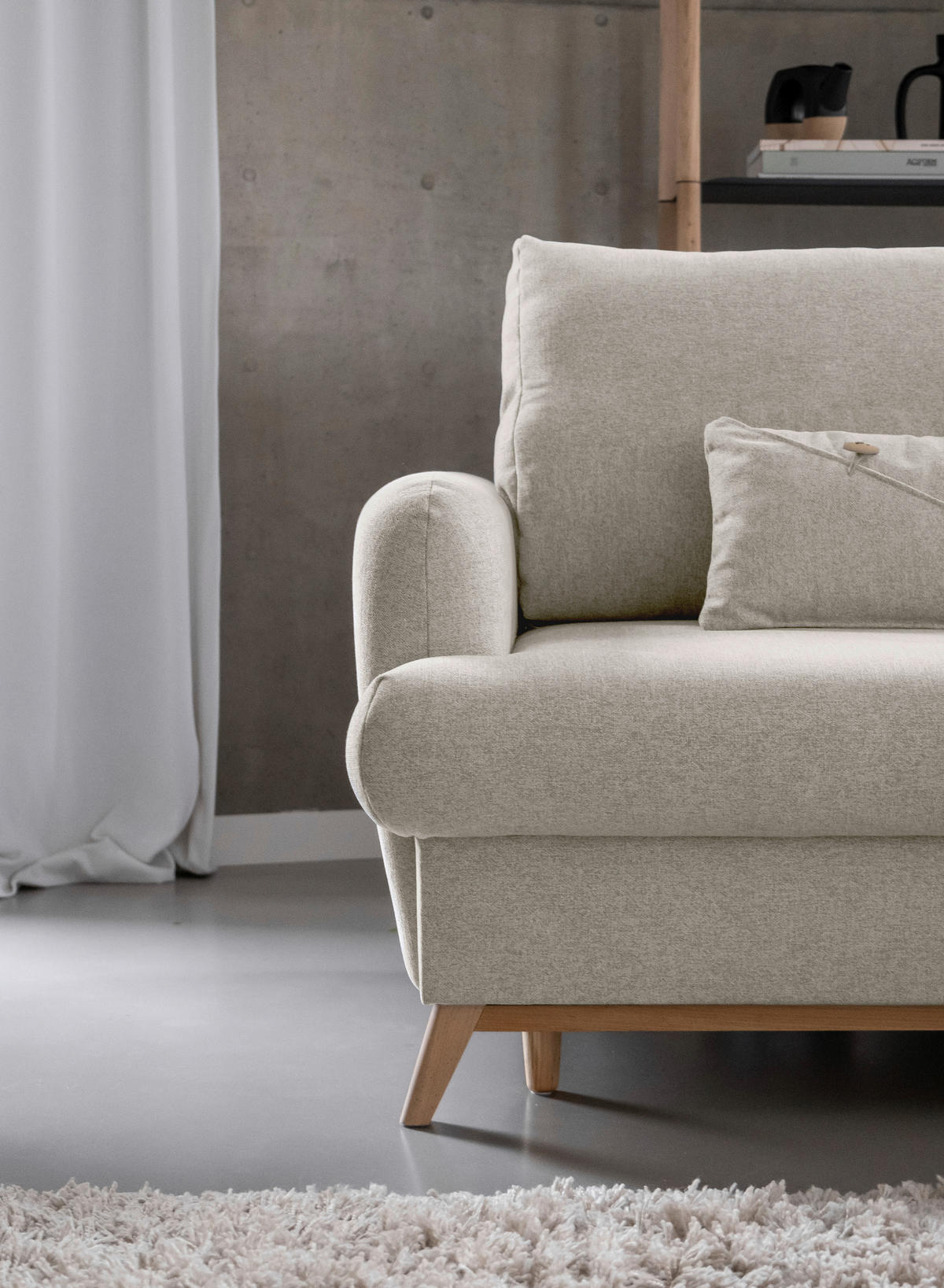 ECKSOFA in Chenille Beige  - Beige/Naturfarben, Holz/Textil (235/157cm) - MID.YOU