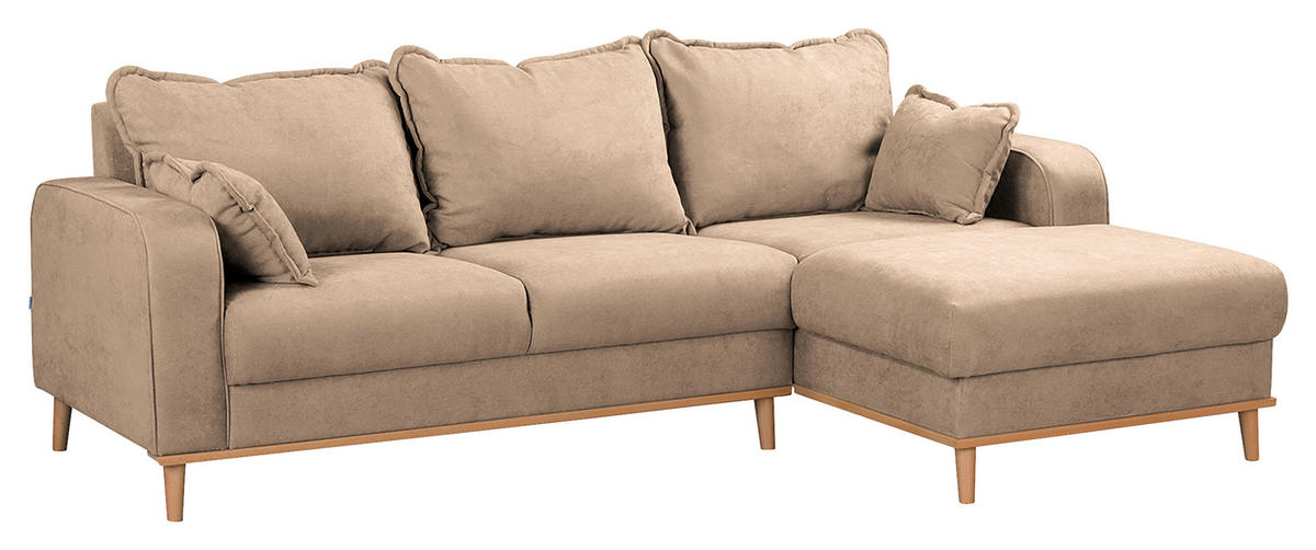 ECKSOFA Beata in Mikrofaser Beige  230/150 cm  - Wengefarben/Beige, Design, Holz/Textil (230/150cm) - Livetastic