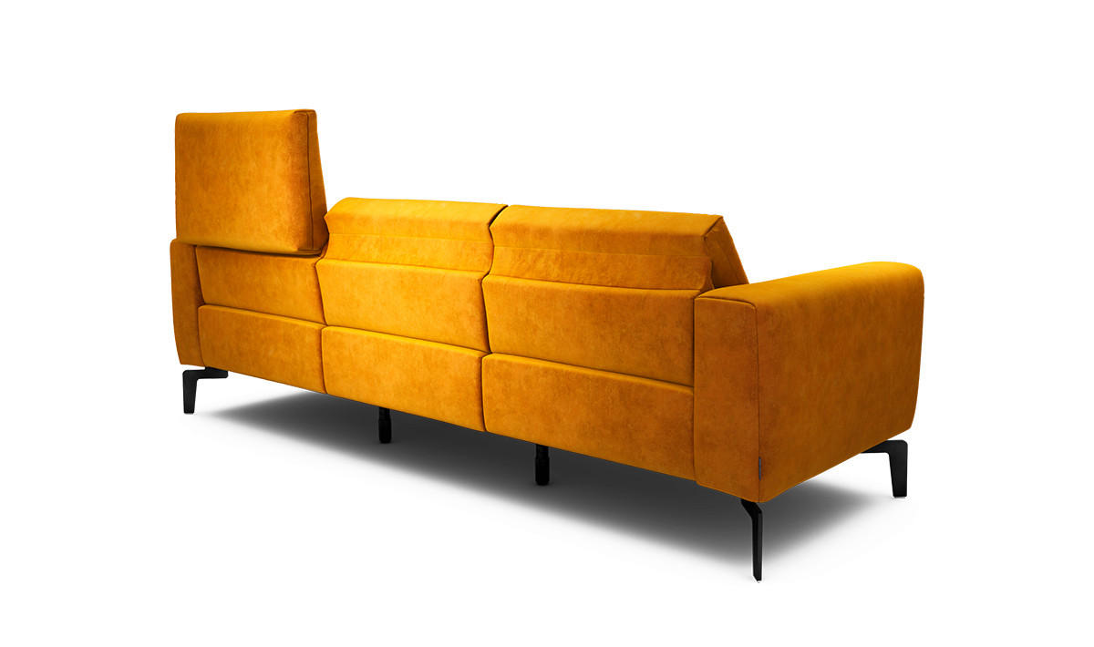 3-SITZER-SOFA Samt Gelb  - Gelb/Schwarz, Design, Textil/Metall (250/86/86-94cm) - SENSOO