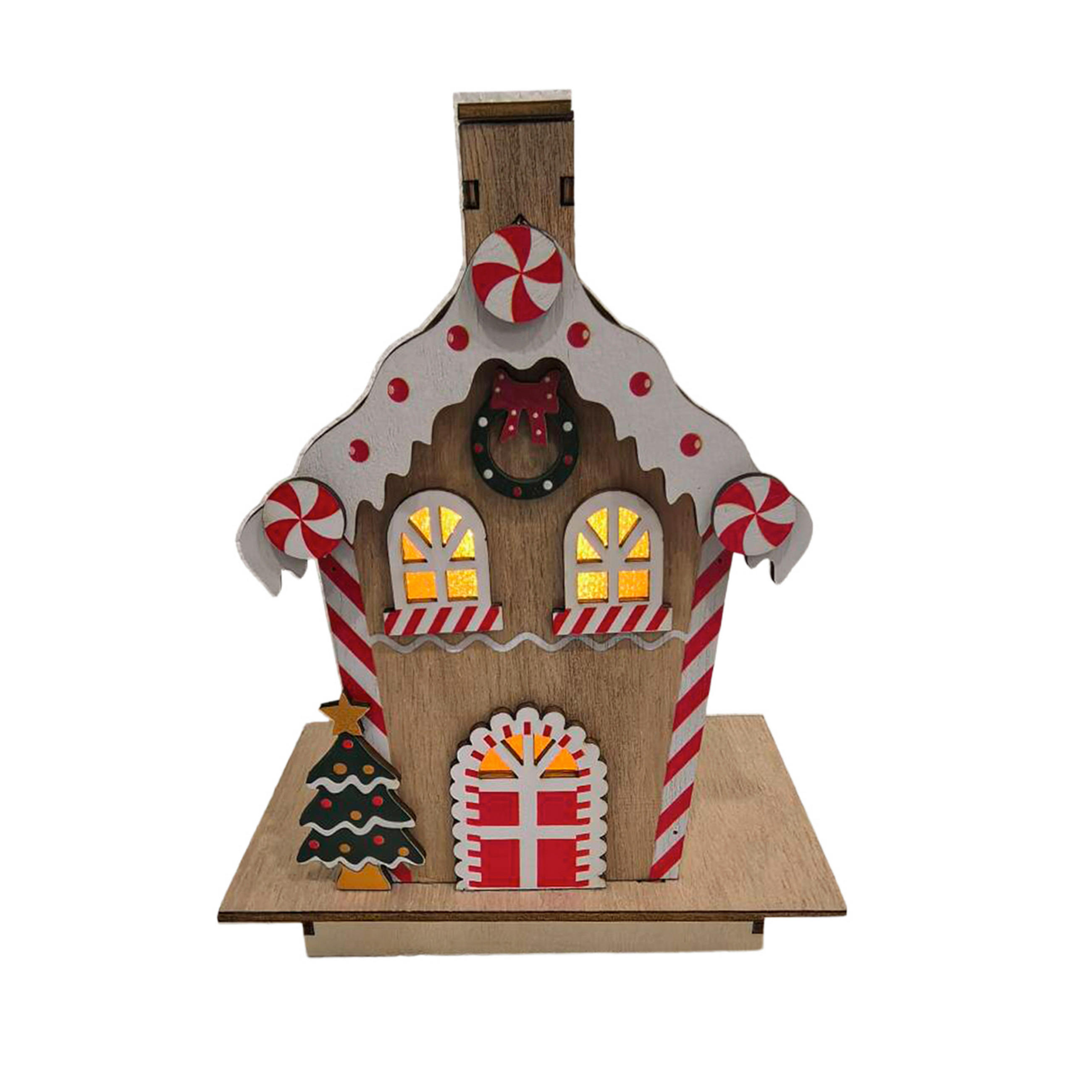 DEKOHAUS - Dunkelgrün/Rot, LIFESTYLE, Holzwerkstoff (12,8/16,5/8,5cm) - X-Mas