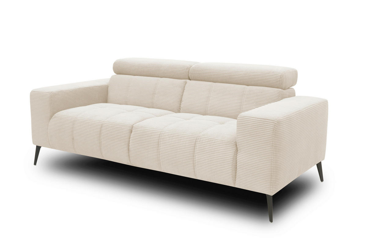2-SITZER-SOFA TRENTO Mikrofaser Creme  - Dunkelgrau/Creme, MODERN, Textil/Metall (208/79/104cm) - MID.YOU