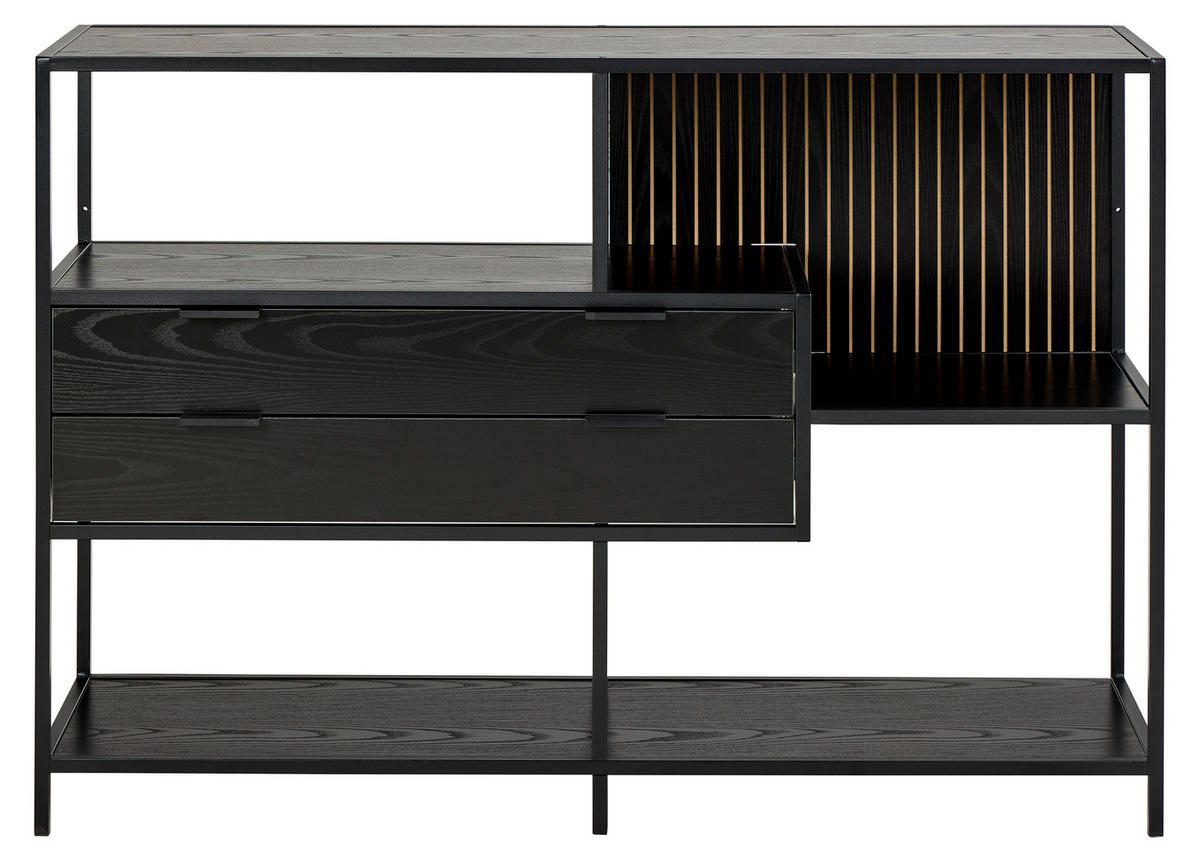 REGAL Schwarz, Eschefarben  - Eschefarben/Schwarz, MODERN, Holzwerkstoff/Metall (114/78/35cm)