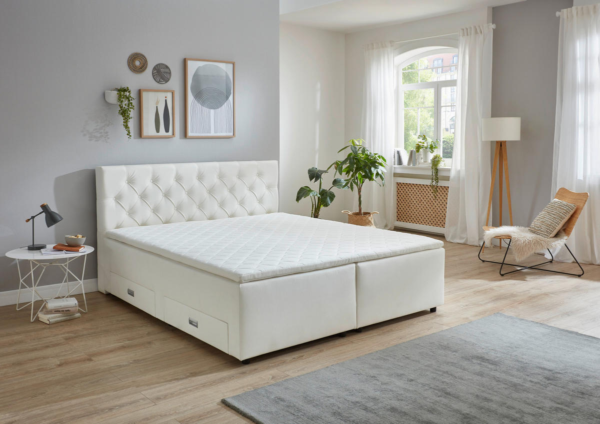 BOXBETT 180/200 cm  in Weiß  - Schwarz/Weiß, MODERN, Kunststoff/Textil (180/200cm) - MID.YOU