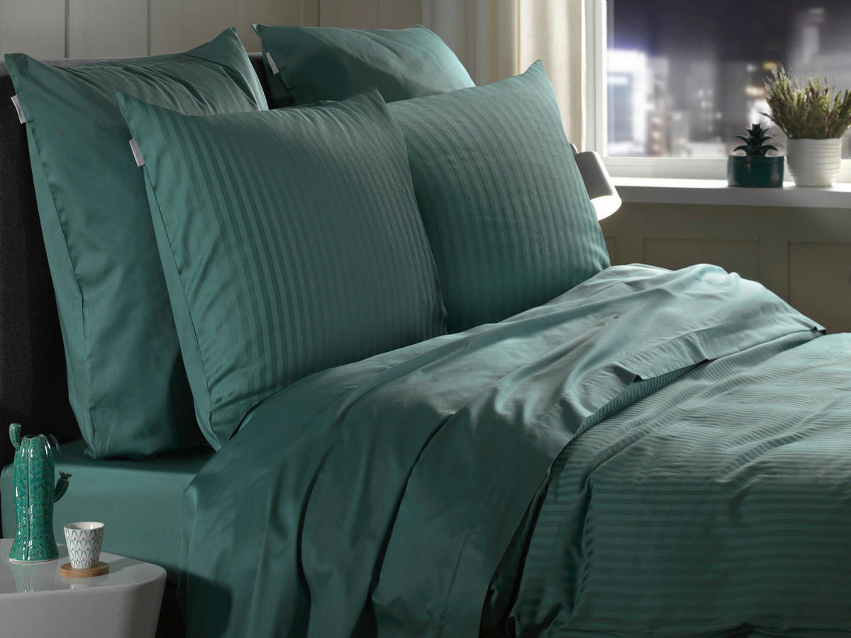 BETTWÄSCHE Banda Makosatin 155/220 cm  - Graugrün, Basics, Textil (155/220cm)
