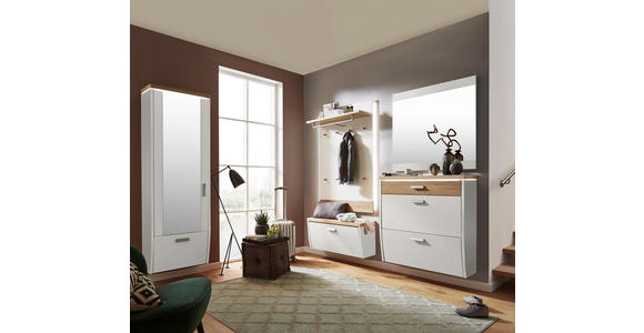 GARDEROBENBANK Wildeiche furniert Eichefarben, Weiß - Eichefarben/Alufarben, Design, Holz/Metall (92/42,5/31cm) - Dieter Knoll
