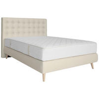 BOXSPRINGBETT 120/200 cm,  in Beige, Matratze, gepolstertes Kopfteil, Topper, H4 = sehr fest  - Beige, Design, Holz/Textil (120/200cm) - Welnova