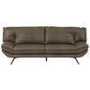 3-SITZER-SOFA in Echtleder Graubraun  - Graubraun/Schwarz, Design, Leder/Metall (226/95/95cm) - Celina