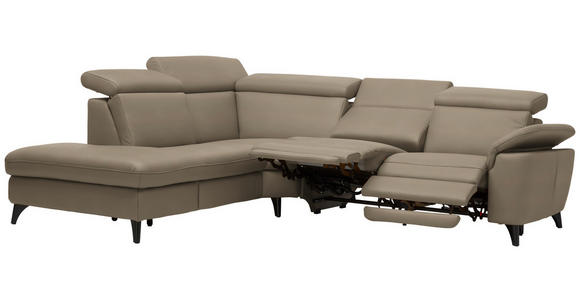 ECKSOFA in Echtleder Braun  - Schwarz/Braun, Design, Leder/Metall (239/289cm) - Cantus