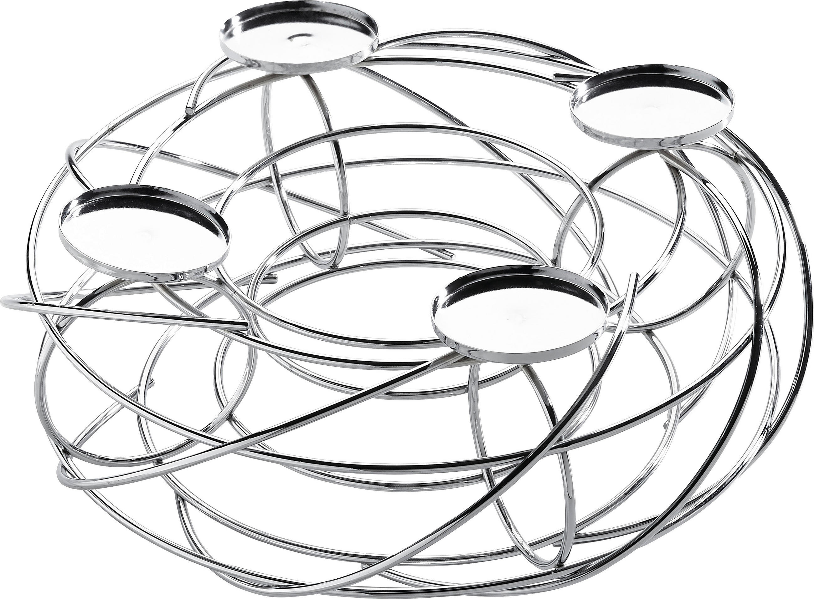 ADVENTSKRANZ Lifestyle  - Chromfarben, MODERN, Metall (35cm) - Justinus