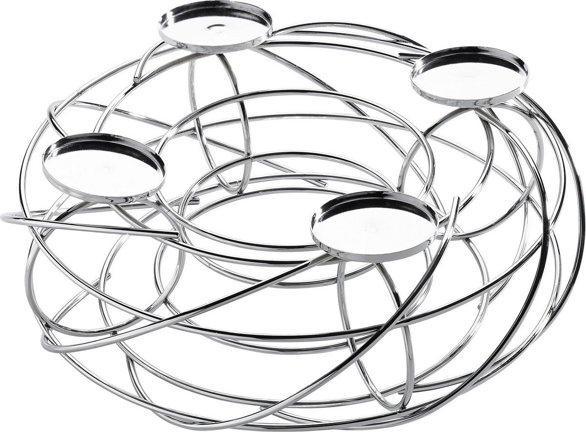 ADVENTSKRANZ Lifestyle  - Chromfarben, MODERN, Metall (35cm) - Justinus
