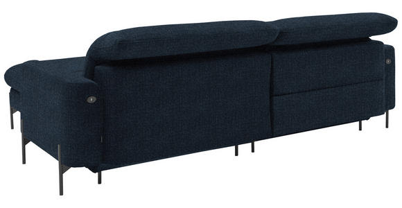 ECKSOFA in Flachgewebe Blau  - Blau/Schwarz, Design, Textil/Metall (252/191cm) - Dieter Knoll