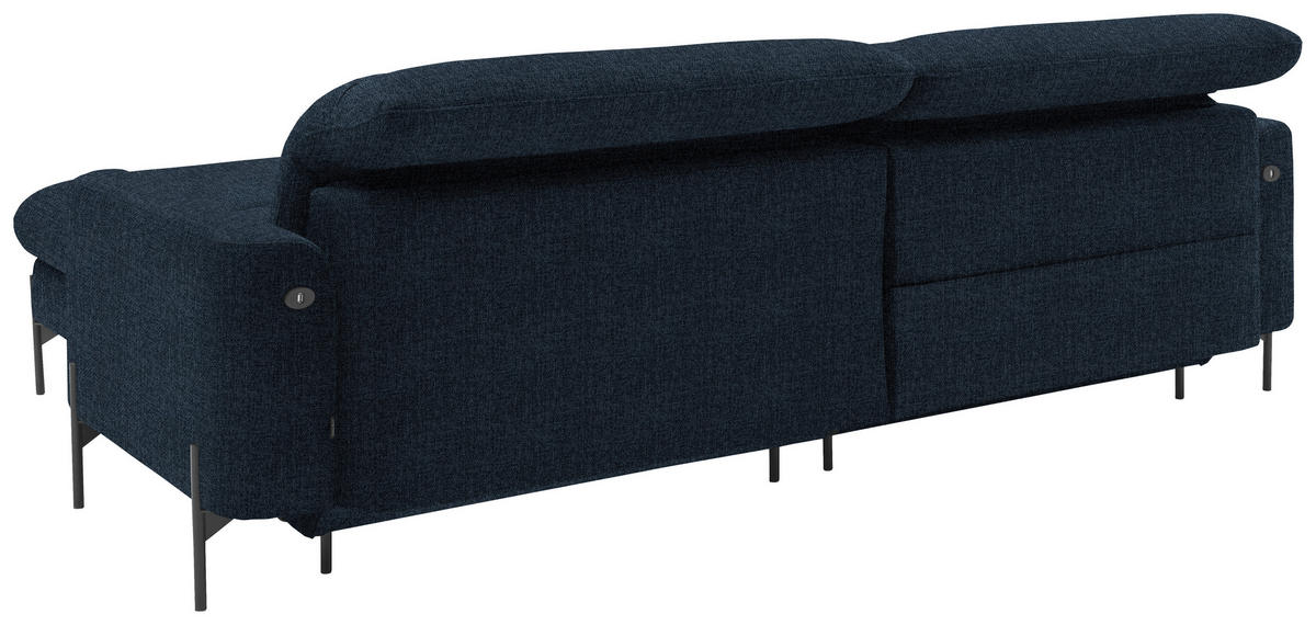 ECKSOFA in Flachgewebe Blau  - Blau/Schwarz, Design, Textil/Metall (252/191cm) - Dieter Knoll