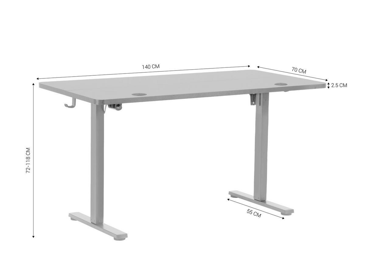 SCHREIBTISCH 140/70/72/118 cm Schwarz elektrisch höhenverstellbar  - Schwarz, MODERN, Holzwerkstoff/Metall (140/70/72/118cm) - Livetastic