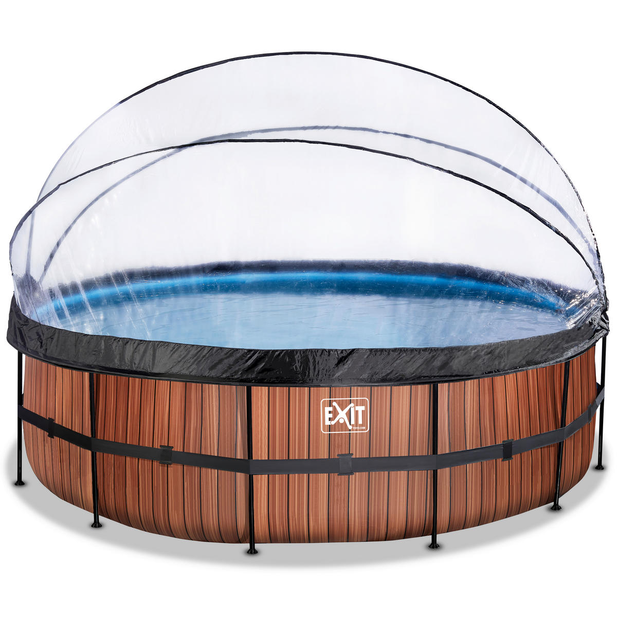 POOL SET WOOD 488/122 cm  - brun, Klassisk, metall (488/122cm) - EXIT Toys