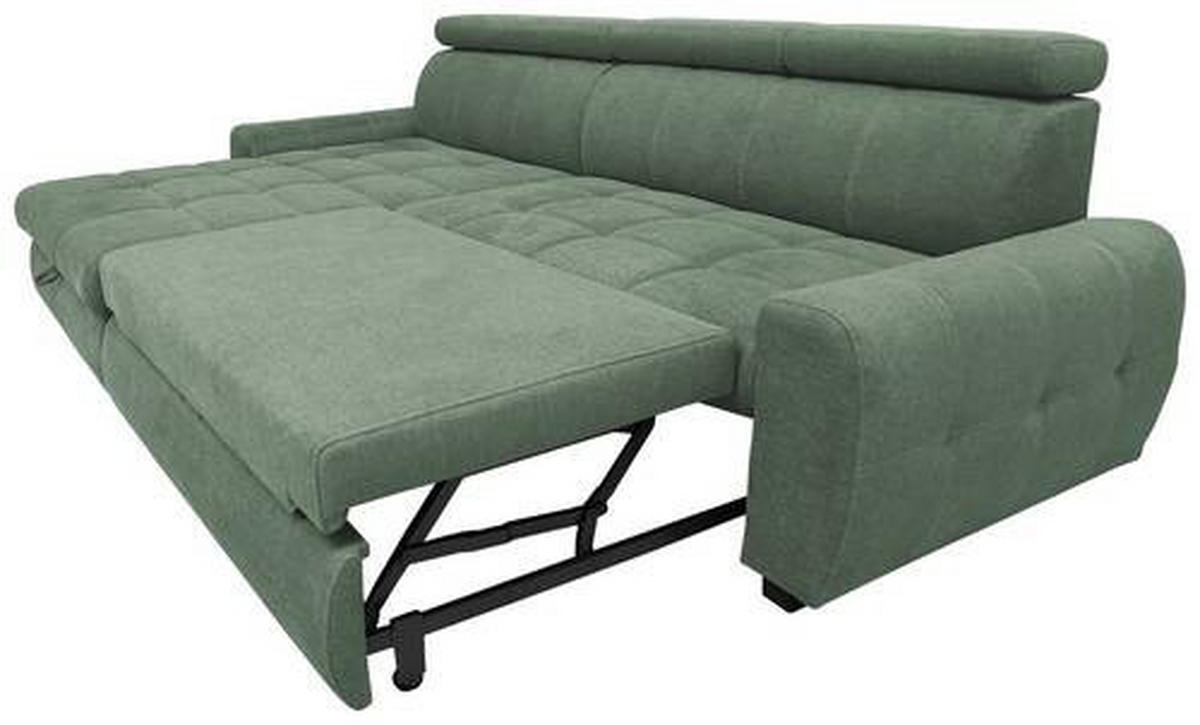 ECKSOFA in Webstoff Grün  - Weiss/Schwarz, Design, Kunststoff/Textil (276/173cm) - Stylife