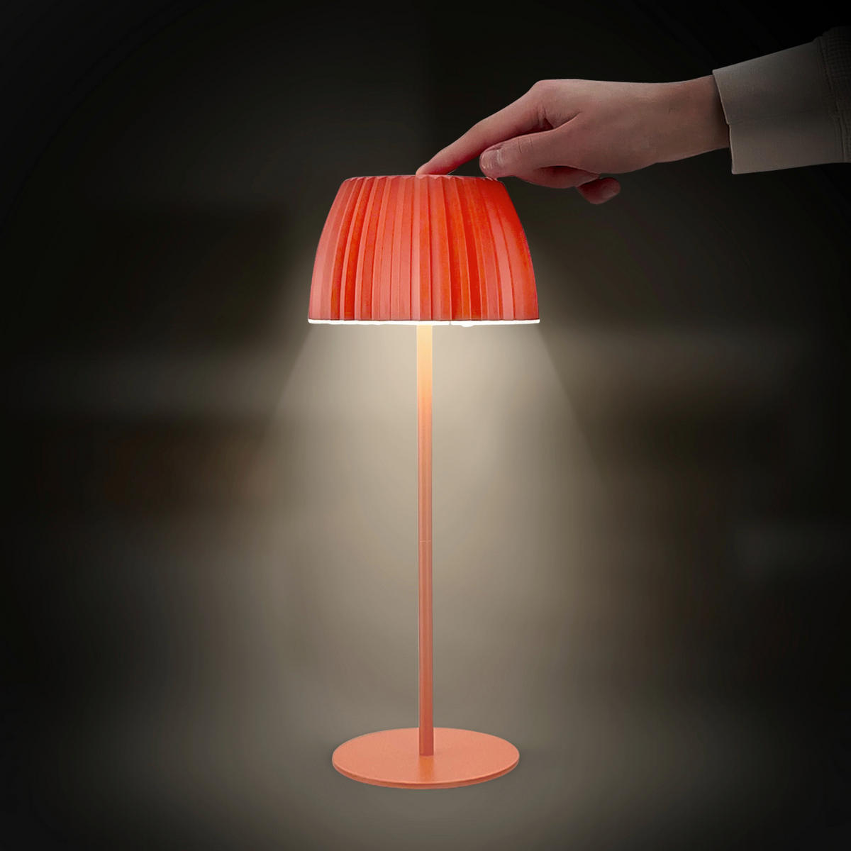 AKKU-TISCHLEUCHTE 14,5/36,5 cm  - Orange, Basics, Kunststoff/Metall (14,5/36,5cm)