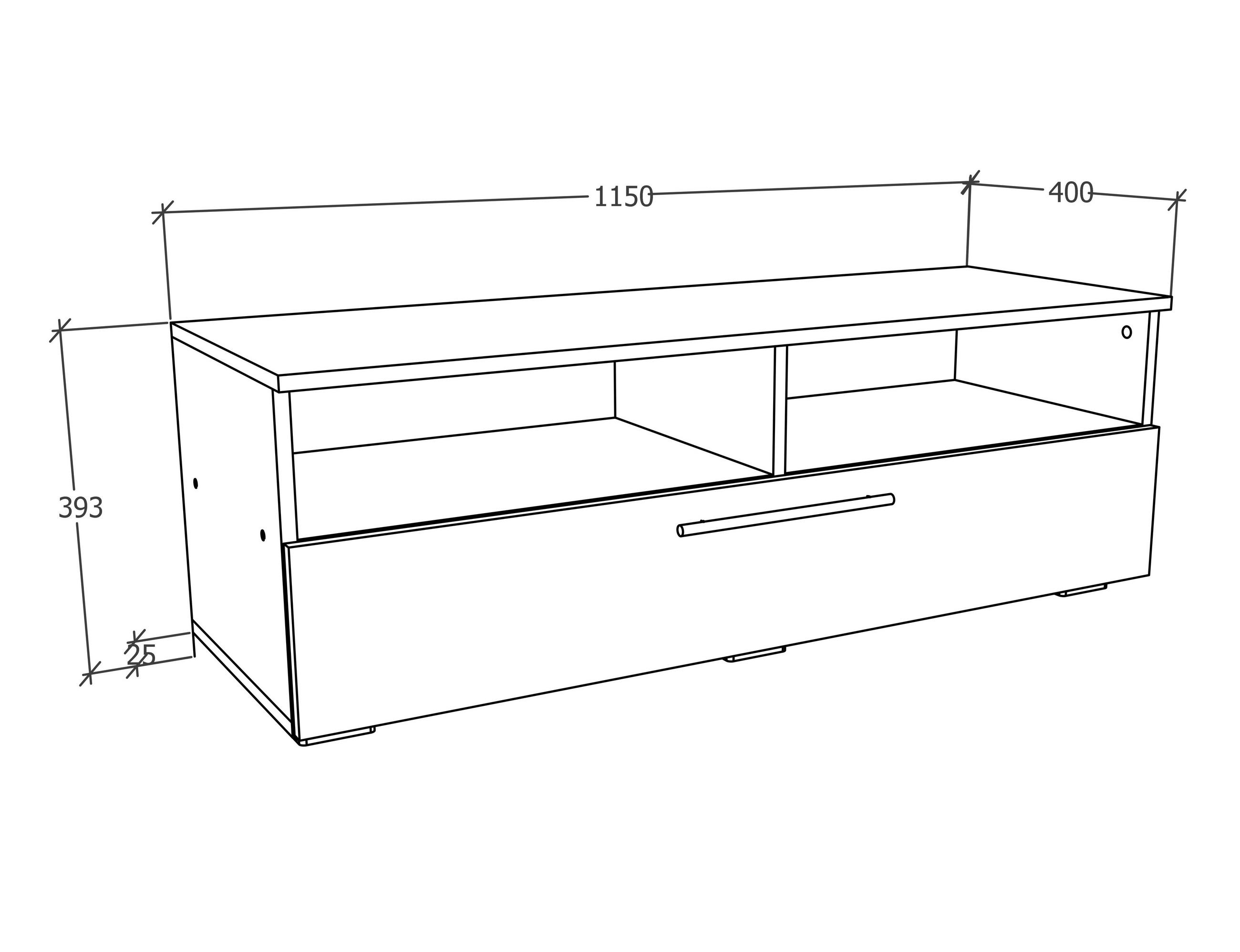 LOWBOARD  in 115/39/40 cm  - Honigeiche/Anthrazit, Modern, Holzwerkstoff/Kunststoff (115/39/40cm) - MID.YOU