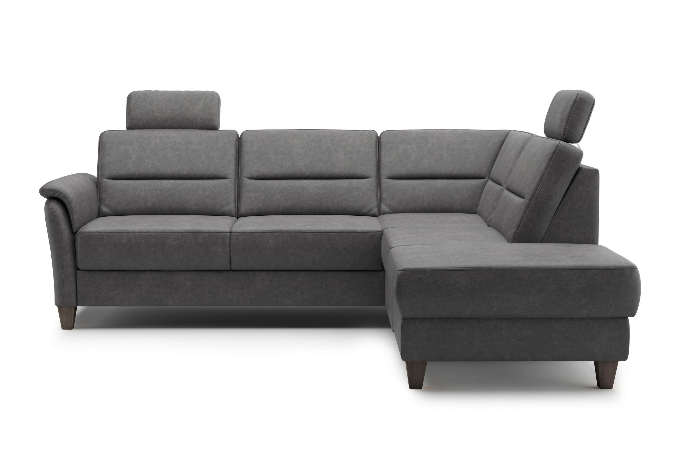 ECKSOFA in Mikrofaser Anthrazit  236/212 cm  - Wengefarben/Anthrazit, KONVENTIONELL, Holz/Textil (236/212cm) - Sit & More