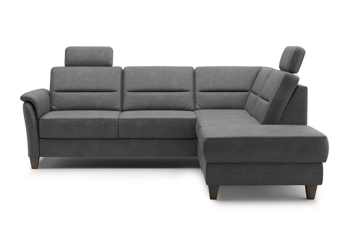 ECKSOFA in Mikrofaser Anthrazit  236/212 cm  - Wengefarben/Anthrazit, KONVENTIONELL, Holz/Textil (236/212cm) - Sit & More