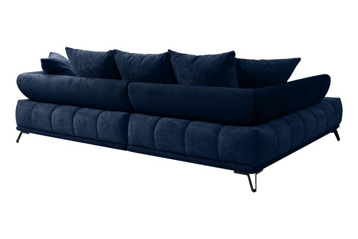 ECKSOFA in Chenille Dunkelblau  - Schwarz/Dunkelblau, Modern, Textil/Metall (184/262cm) - MID.YOU