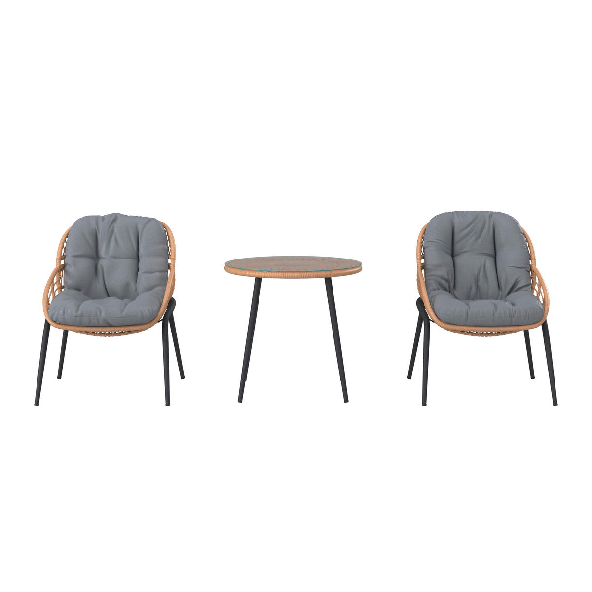 BALKONSET  3-teilig  - Klar/Dunkelgrau, Modern, Glas/Kunststoff - Ambia Garden
