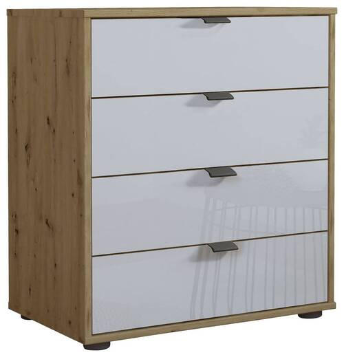 KOMMODE  in 60/70/43 cm  - Schieferfarben/Eiche Bianco, KONVENTIONELL, Glas/Holzwerkstoff (60/70/43cm) - Dieter Knoll