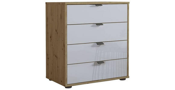 KOMMODE 60/70/43 cm  - Schieferfarben/Eiche Bianco, KONVENTIONELL, Glas/Holzwerkstoff (60/70/43cm) - Dieter Knoll