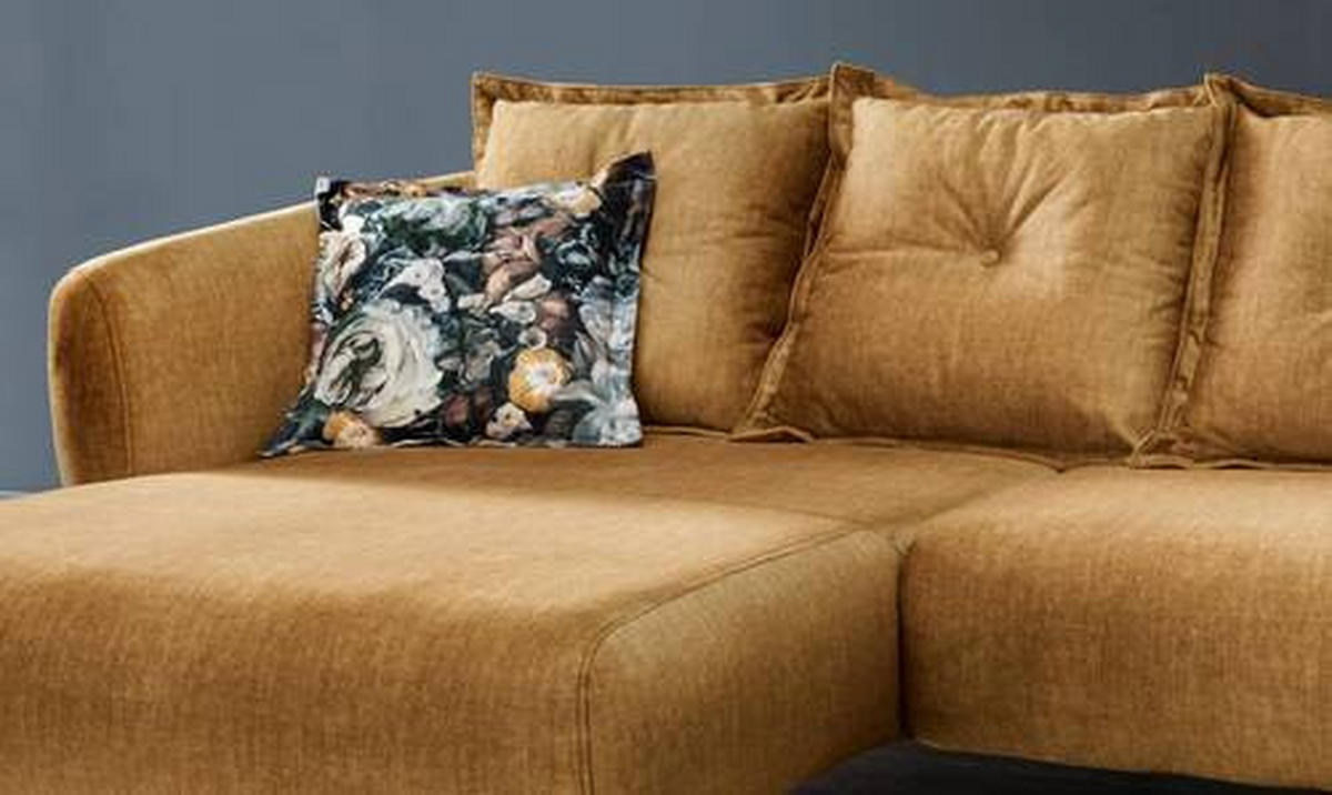 ECKSOFA in Velours Gelb, Multicolor  - Gelb/Multicolor, Modern, Holz/Textil (162/277cm) - Livetastic