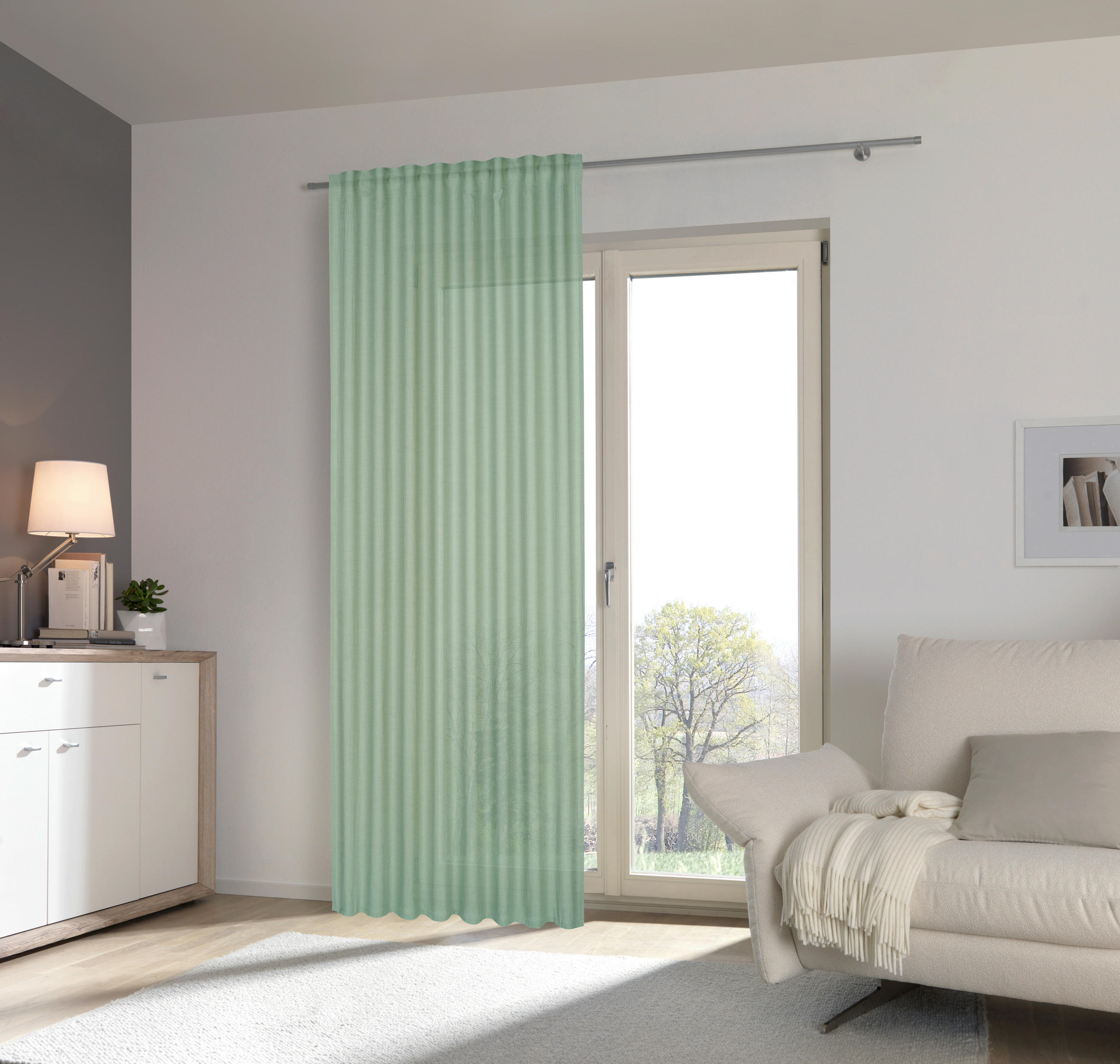 GARDINLÄNGD ej transparent  - salviagrön, Basics, textil (135/245cm) - Esposa