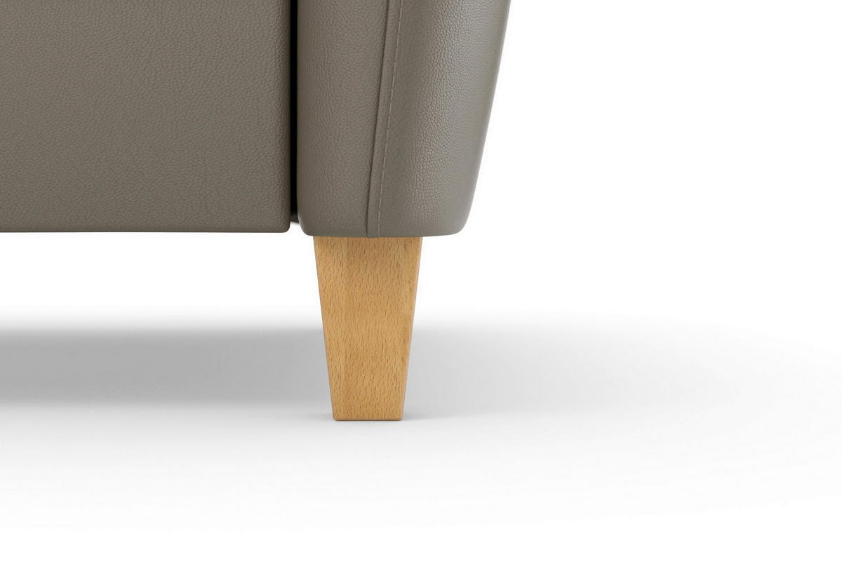 ECKSOFA PALMERA E in Echtleder Grau  244/163 cm  - Eichefarben/Grau, Basics, Leder/Holz (244/163cm) - Sit & More