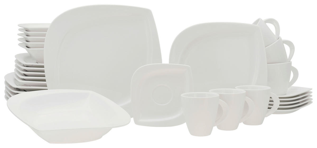 KOMBINOVANÁ SOUPRAVA, 30dílné, porcelán - bílá, keramika (37.5/32.5/40cm) - Creatable