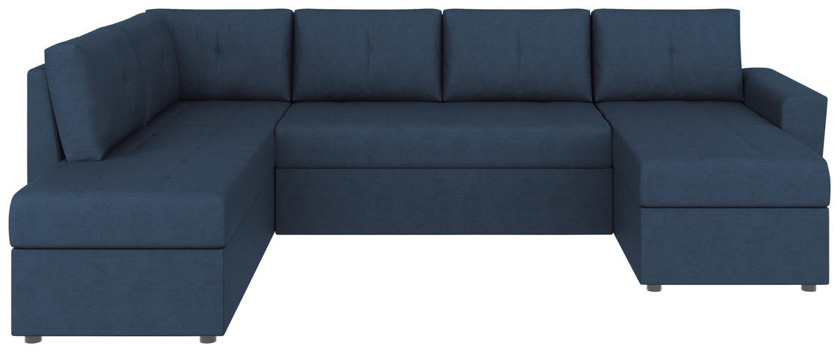 WOHNLANDSCHAFT TERMOLI Dunkelblau Jacquard  - Schwarz/Dunkelblau, Design, Kunststoff/Textil (212/297/155cm) - MID.YOU