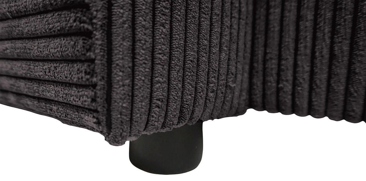 WOHNLANDSCHAFT TERMOLI Graubraun Cord  - Graubraun/Schwarz, Design, Kunststoff/Textil (155/296/155cm) - MID.YOU