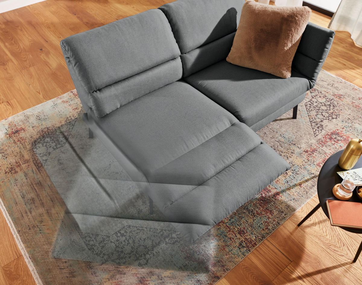 2-SITZER-SOFA Flachgewebe Grau  - Schwarz/Grau, Design, Textil/Metall (178-226/83-113/96-177cm) - Dieter Knoll