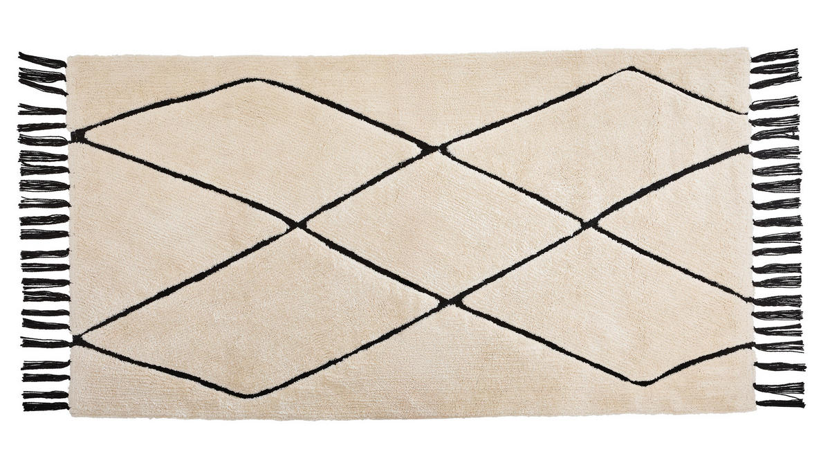 BADEMATTE Schwarz, Elfenbein 80/150 cm  - Elfenbein/Schwarz, Textil (80/150cm) - Esposa