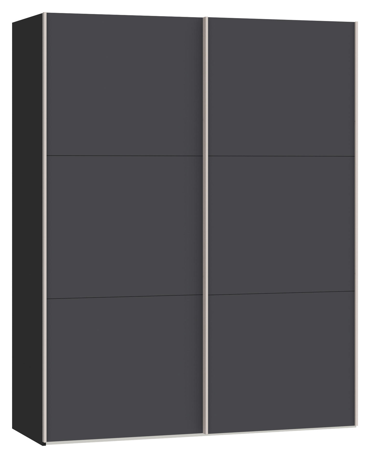 SCHWEBETÜRENSCHRANK 152/195/65 cm 2-türig Anthrazit, Schwarz  - Edelstahlfarben/Anthrazit, Design, Holzwerkstoff (152/195/65cm) - Boxxx