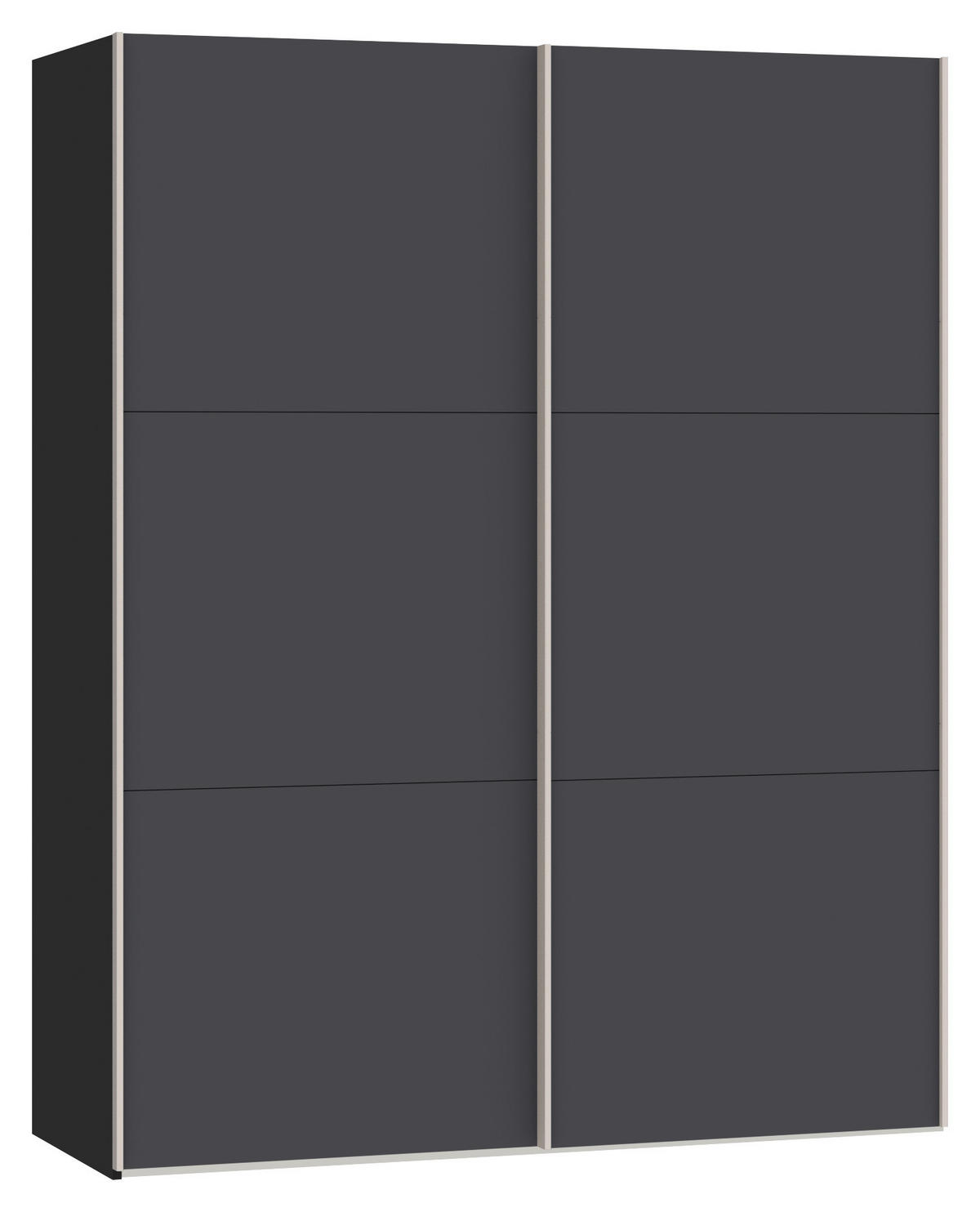 SCHWEBETÜRENSCHRANK  in Anthrazit, Schwarz  - Edelstahlfarben/Anthrazit, Design, Holzwerkstoff (152/195/65cm) - Carryhome