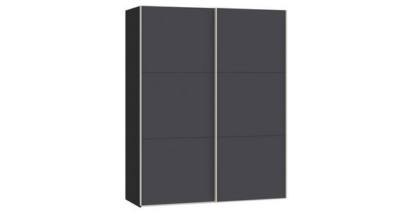 SCHWEBETÜRENSCHRANK  in Anthrazit, Schwarz  - Edelstahlfarben/Anthrazit, Design, Holzwerkstoff (152/195/65cm) - Carryhome