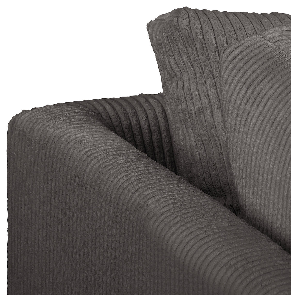 ECKSOFA inkl. Hocker Ariella Dunkelgrau Cord  - Dunkelgrau/Naturfarben, Design, Holz/Textil (161/231cm) - Livetastic