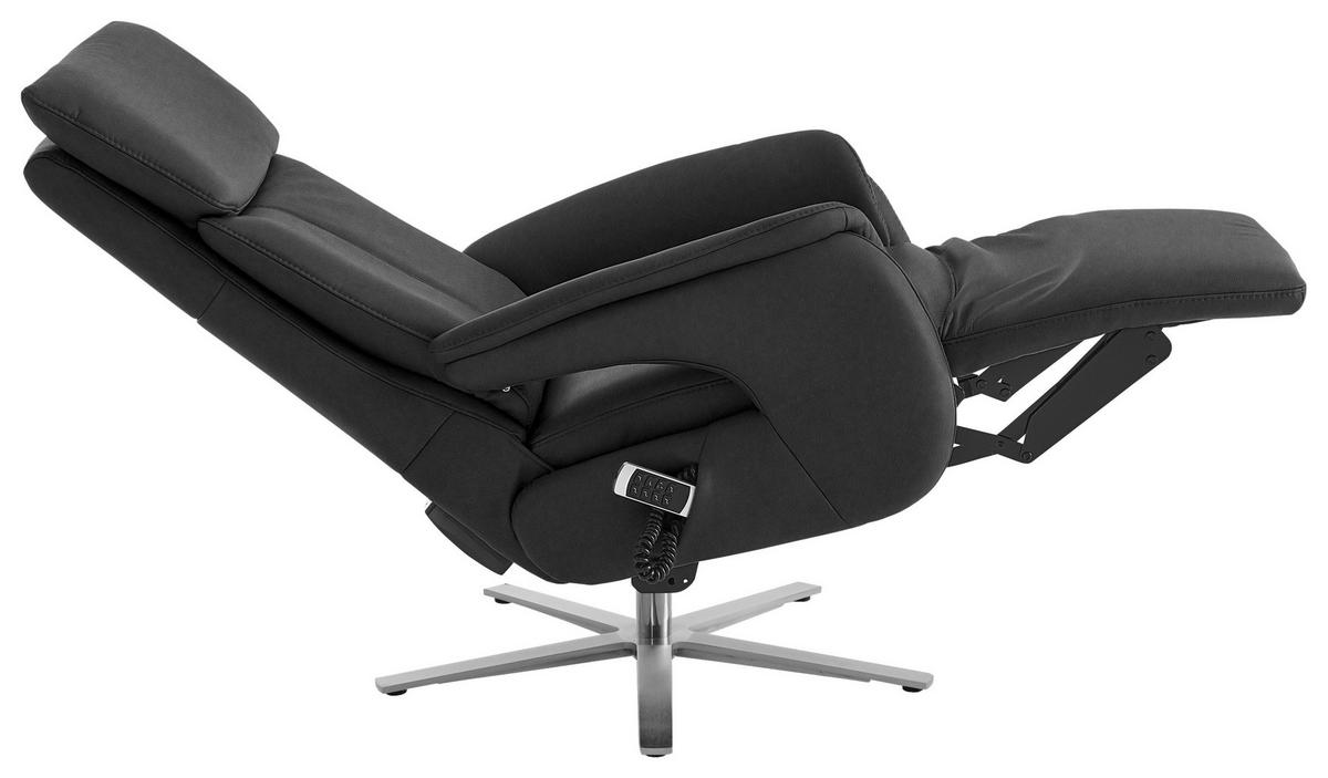 RELAXSESSEL in Leder Anthrazit  - Edelstahlfarben/Anthrazit, Design, Leder/Metall (70/124/85cm) - Cantus