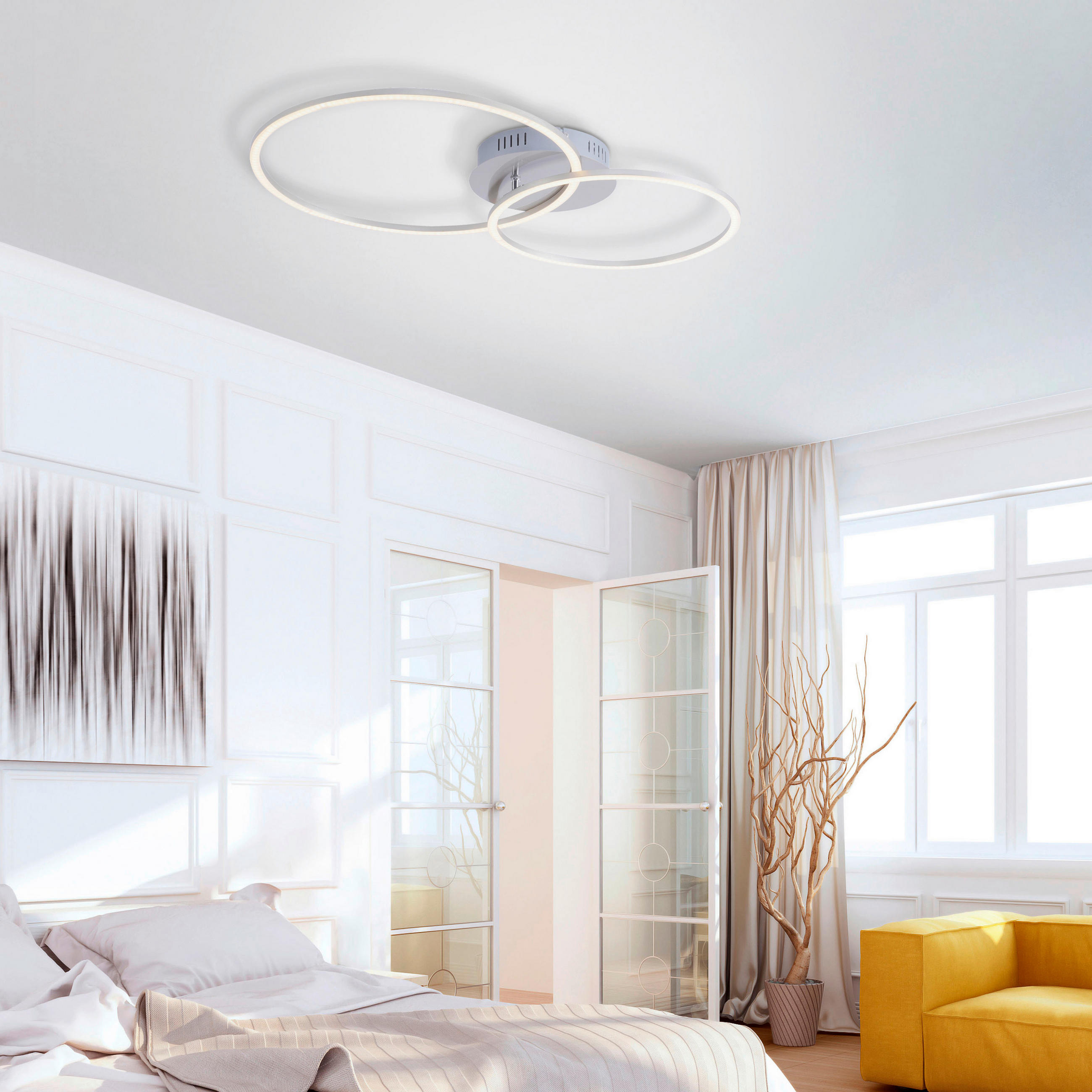 LED-DECKENLEUCHTE 70/44/6,8 cm   - Nickelfarben, Design, Kunststoff/Metall (70/44/6,8cm)