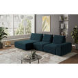 ECKSOFA in Velours Dunkelblau  - Schwarz/Dunkelblau, Design, Kunststoff/Textil (174/342cm) - Xora