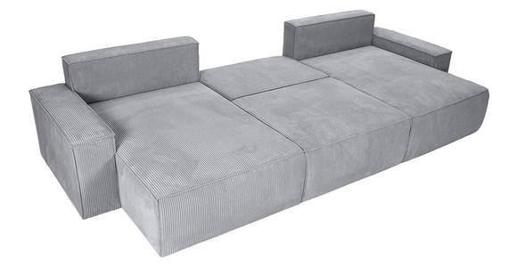 WOHNLANDSCHAFT  in Cord Hellgrau  - Hellgrau/Schwarz, KONVENTIONELL, Kunststoff/Textil (155/348/155cm) - Carryhome