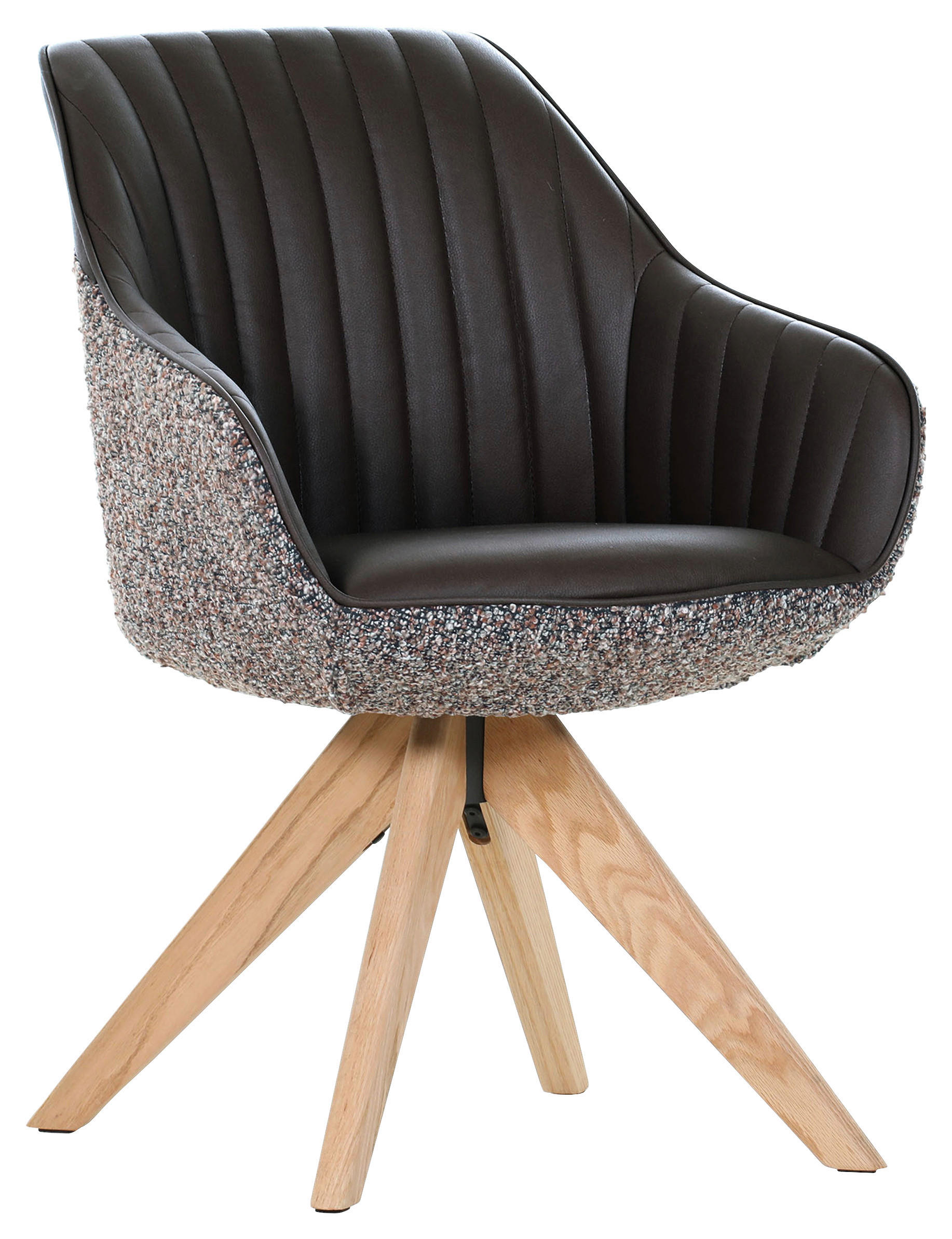 ARMLEHNSTUHL  in Chenille, Lederlook  - Eichefarben/Dunkelbraun, KONVENTIONELL, Holz/Textil (60/83/65cm) - home24