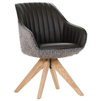 STOLIČKA S PODRÚČKAMI, ženilka, vzhľad kože, farba duba, tmavohnedá - farba duba/tmavohnedá, Konventionell, drevo/textil (60/83/65cm) - home24