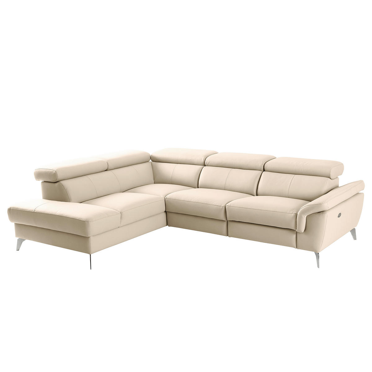 ECKSOFA  in Lederlook Echtleder Grau  210/265 cm  - Chromfarben/Grau, Design, Leder/Textil (210/265cm) - Livetastic