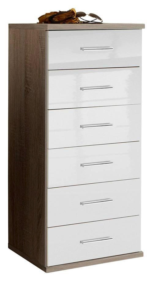 KOMMODE 46/103/40 cm  in Weiß, Eichefarben  - Chromfarben/Eichefarben, Design, Holzwerkstoff/Kunststoff (46/103/40cm) - Xora