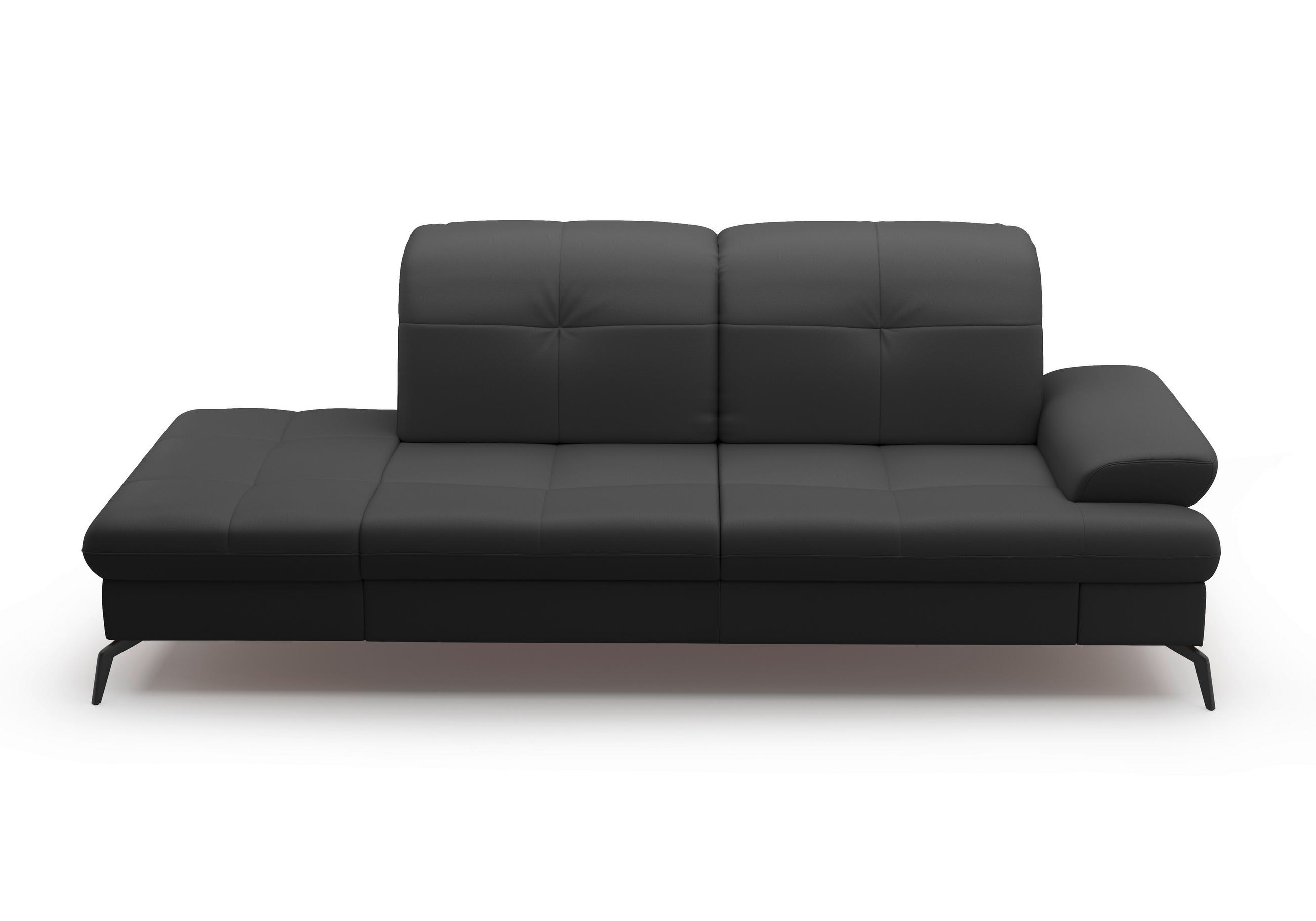 RÉCAMIERE in Vliesstoff Kombination Echtleder/Stoff Schwarz  - Schwarz, Konventionell, Leder/Textil (231/90/122cm) - Sit & More